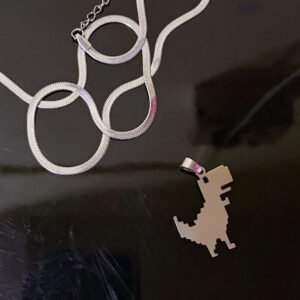 Pixel Dino Pendant Necklace