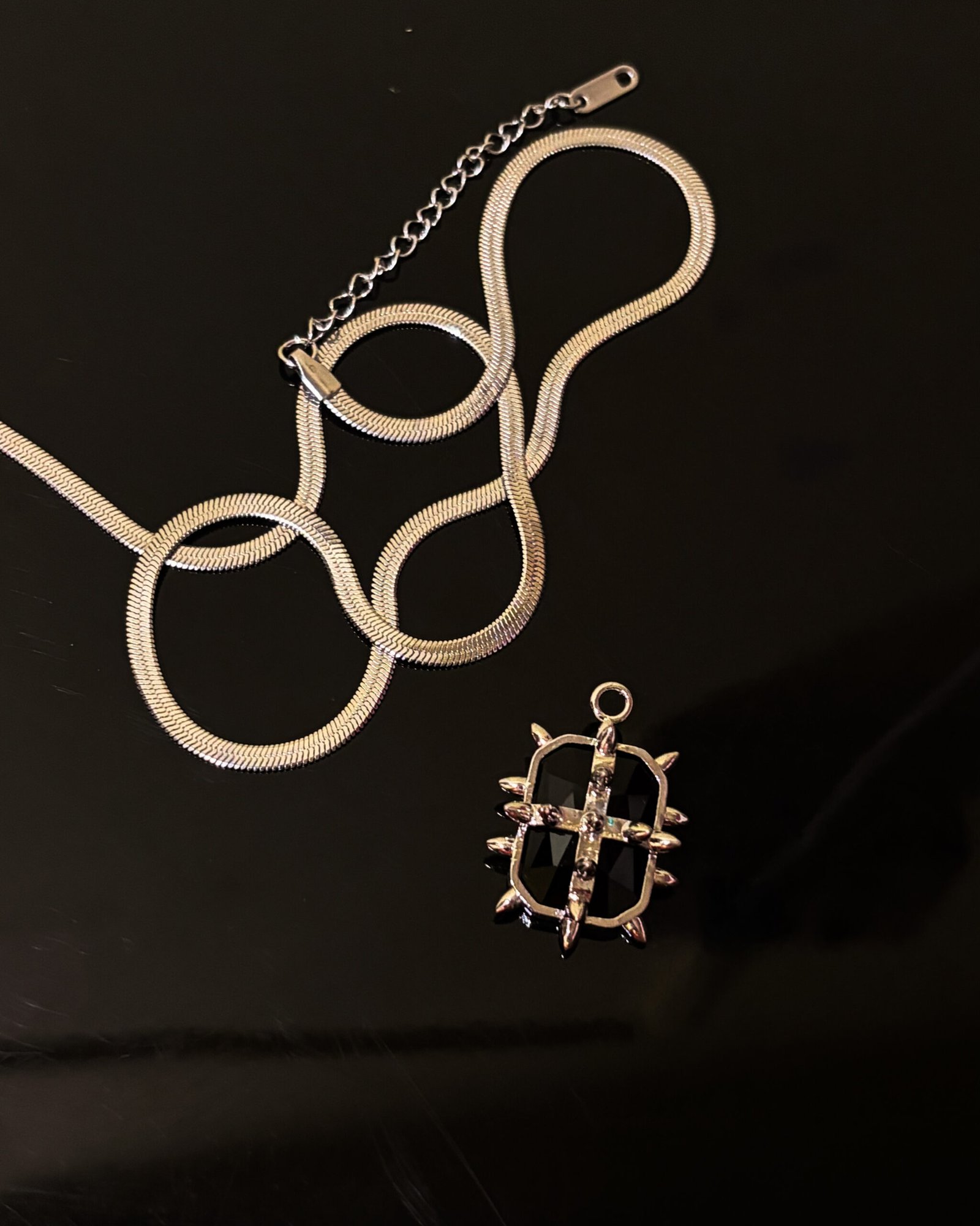 Midnight Shield Pendant Necklace