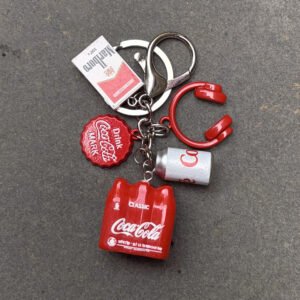 Coca-Cola Mini Bottle & Bottle Cap Keychain Set