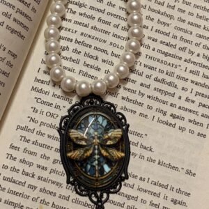 Vintage Dragonfly Pearl Pendant Necklace